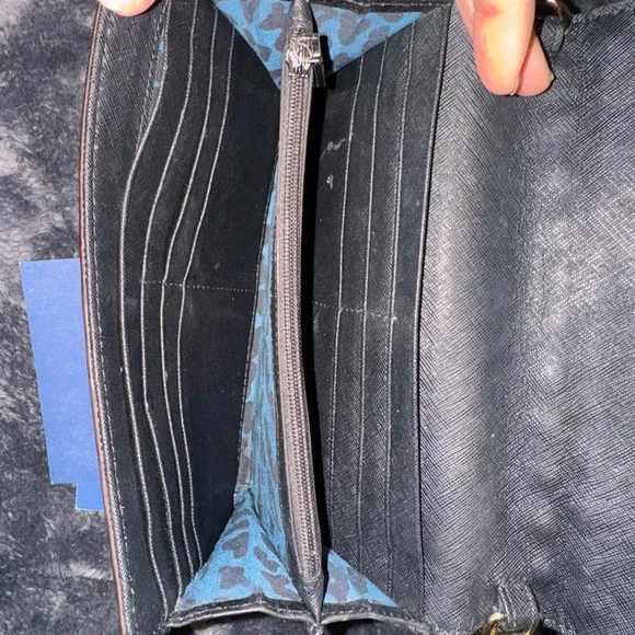 Rebecca Minkoff Black Studded Leather wallet purse with Gold Chain - Picture 8 of 16